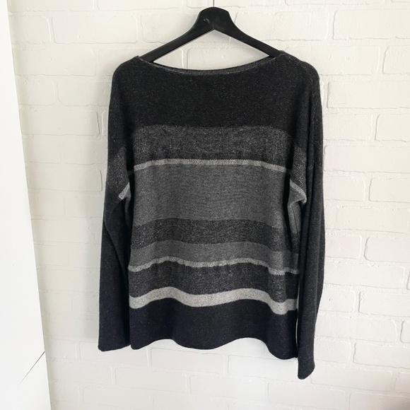 Vince Knit sweater Cashmere Wool Striped Boatneck Pullover Gray M Oversized - Picture 9 of 9